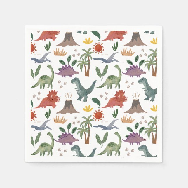 Niedliche und stilvolle Dinosaurier Paper Napkins Serviette (Vorderseite)