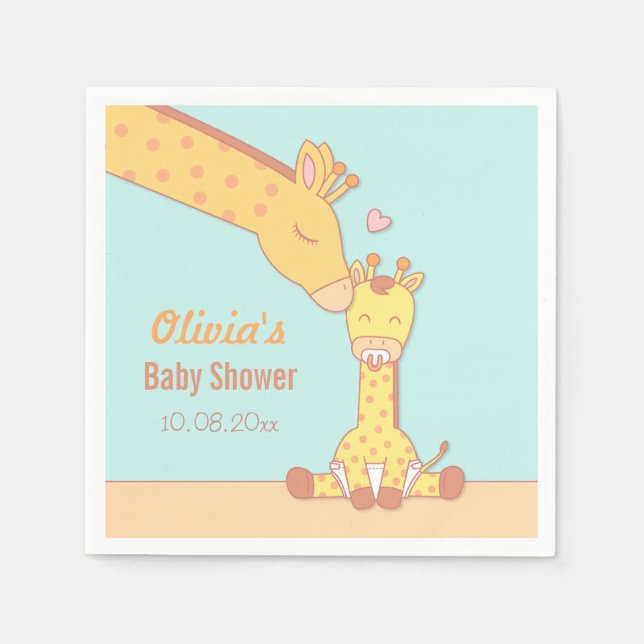 Niedliche und süße Giraffe Babydusche Serviette (Vorderseite)