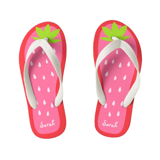 Niedliche und süße Rosa Erdbeere für Mädchen Kinderbadesandalen (Fußbett)