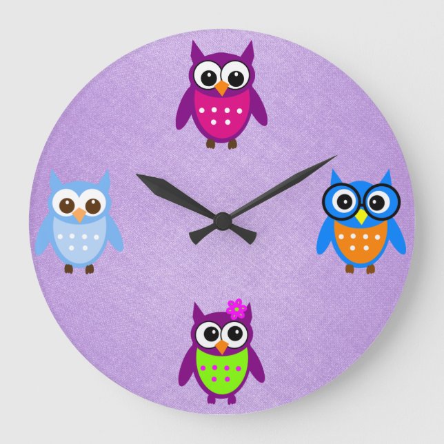 Niedliche und trendy Owl Clock Große Wanduhr (Vorderseite)