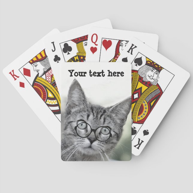 Niedliche und überraschende Katze mit Brillen, die Spielkarten (Rückseite)