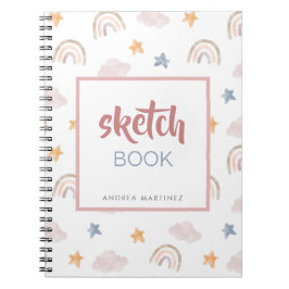 Niedliche und Whimsikfarbene Regenbogen Sketchbook Notizblock