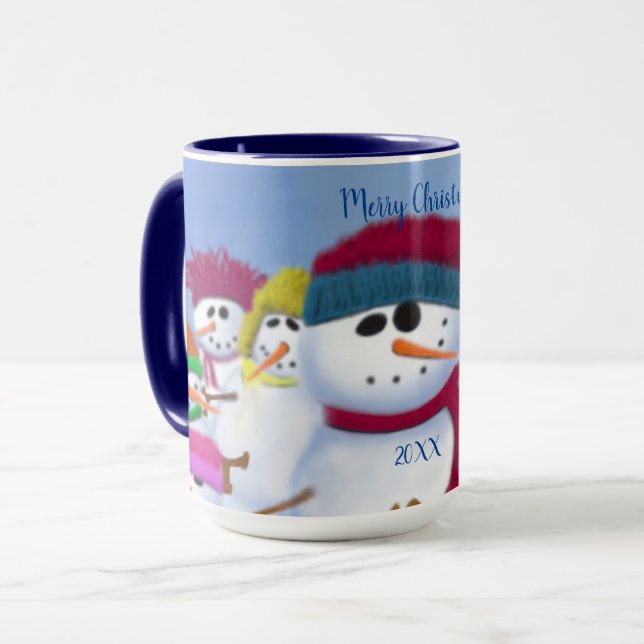 Niedliche und Whimsikschneemänner Tasse (Vorderseite Links)