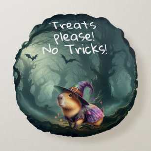 Niedliche und witzige Halloween Capybara Rundes Kissen