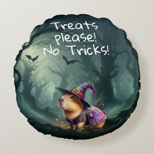 Niedliche und witzige Halloween Capybara Rundes Kissen (Vorderseite)