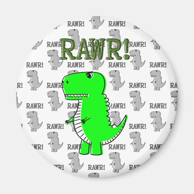Niedliche und wütende T-Rex mit schwarz-weißem Mus Magnet (Vorne)