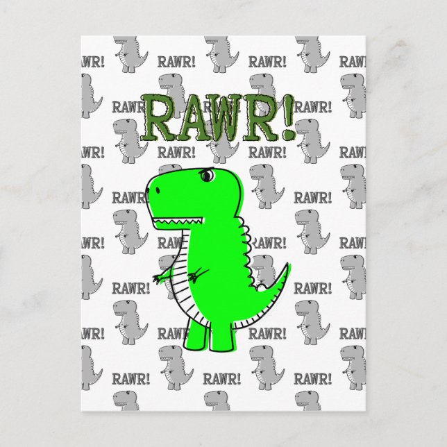 Niedliche und wütende T-Rex mit schwarz-weißem Mus Postkarte (Vorderseite)