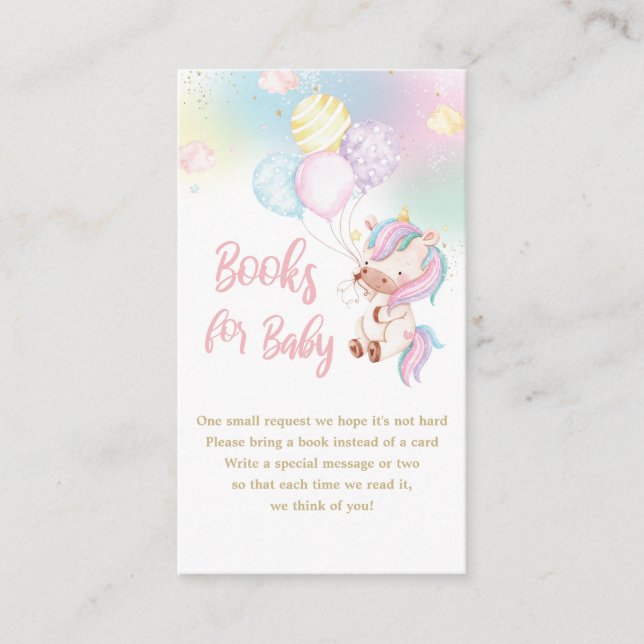 Niedliche Unicorn Baby Girl Duschbücher für Baby Begleitkarte (Vorderseite)