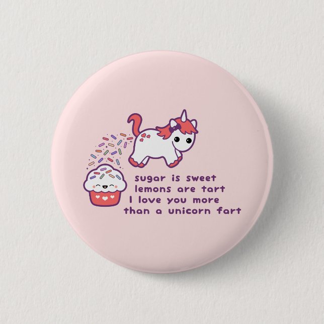Niedliche Unicorn-Furz Button (Vorderseite)