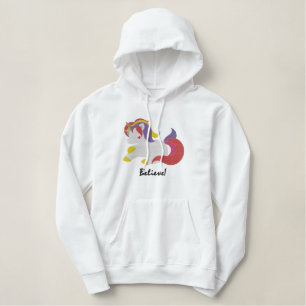 Niedliche Unicorn glauben personalisiert Bestickter Hoodie