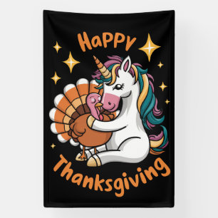Niedliche Unicorn Hugs Türkei glückliche Thanksgiv Banner