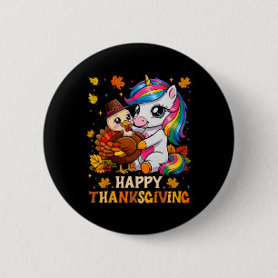 Niedliche Unicorn Hugs Türkei glückliche Thanksgiv Button