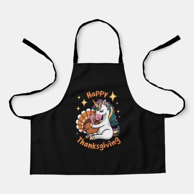 Niedliche Unicorn Hugs Türkei glückliche Thanksgiv Schürze (Vorderseite)