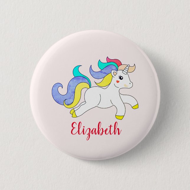 Niedliche Unicorn-Illustration Benutzerdefinierte  Button (Vorderseite)