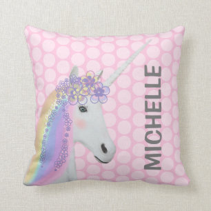 Niedliche Unicorn-Pastellrosa-Polka-Punkte Kissen