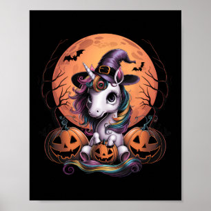 Niedliche Unicorn Pumpkin Girls Kids Funny Hallowe Poster
