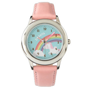 Niedliche Unicorn-Regenbogen-Personalisierte Uhr