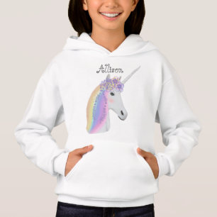 Niedliche Unicorn-Regenbogenfantasy-Girls Personal Hoodie