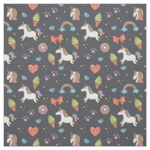 Niedliche Unicorns und Regenbogen-blaues Stoff