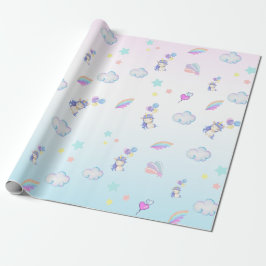 niedliche Unicoron Ballon Regenbogen Geburtstagspa Geschenkpapier