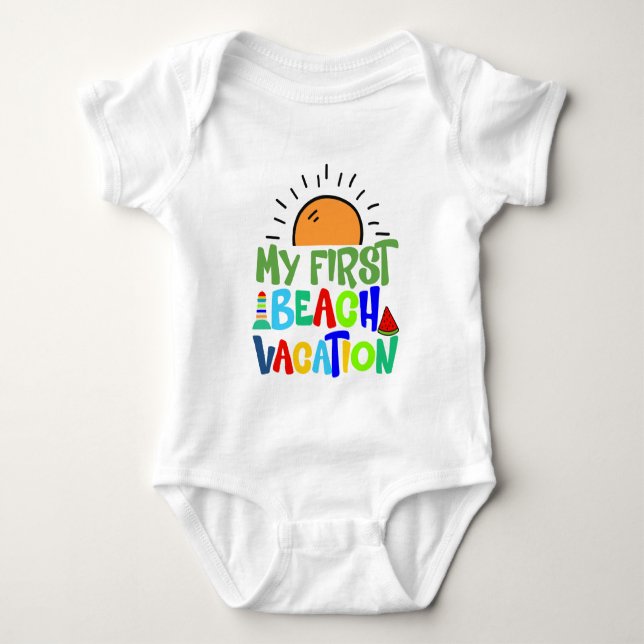 niedliche Unisex erste Strandurlaub  Baby Strampler (Vorderseite)