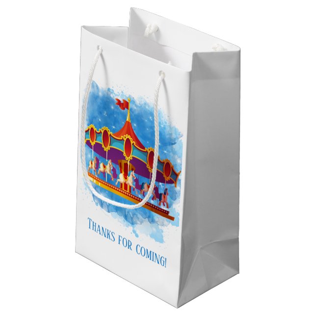 niedliche unisex Kinderkarusselle mit Text Kleine Geschenktüte (Rückseite Schrägansicht)