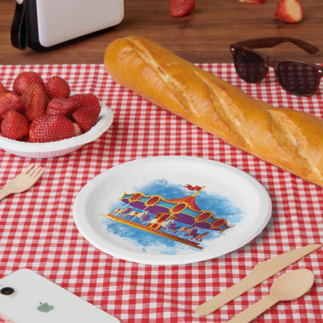 niedliche unisex Kinderkarusselle mit Text Pappteller (Picknick)