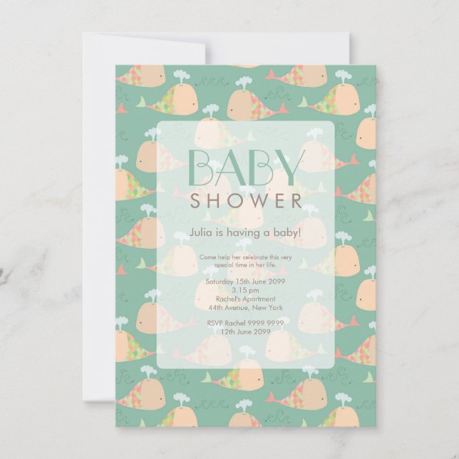 Niedliche Unterwasser-Babydusche Einladung (Vorderseite)