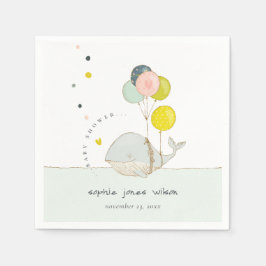 Niedliche Unterwasser-Ballon-Whale-Herz-Babydusche Serviette