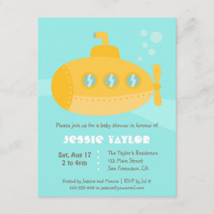 Niedliche Unterwasser-Kinderdusche Einladungen