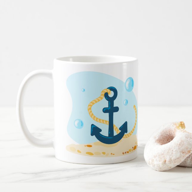 Niedliche Unterwasserwelt. Meeresleben. Nautic Anc Kaffeetasse (Mit Donut)