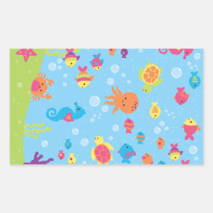 Niedliche Unterwasserwelt Rechteckiger Aufkleber