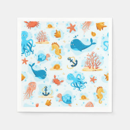 Niedliche Unterwasserwelt. Wassersport. Meereslebe Serviette
