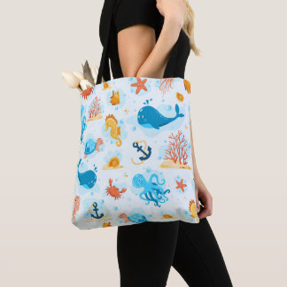 Niedliche Unterwasserwelt. Wassersport. Meereslebe Tasche