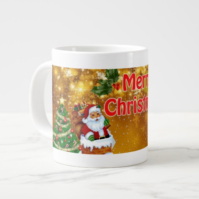 Niedliche Urlaubskarte für die Festsaison Jumbo-Tasse (Vorderseite Links)