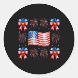 Niedliche US-Flagge Feuerwerk Bows Patriotic 4. Ju Runder Aufkleber