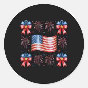 Niedliche US-Flagge Feuerwerk Bows Patriotic 4. Ju Runder Aufkleber