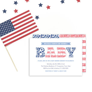 Niedliche US Flagge Paare Kinderdusche Party Einladung