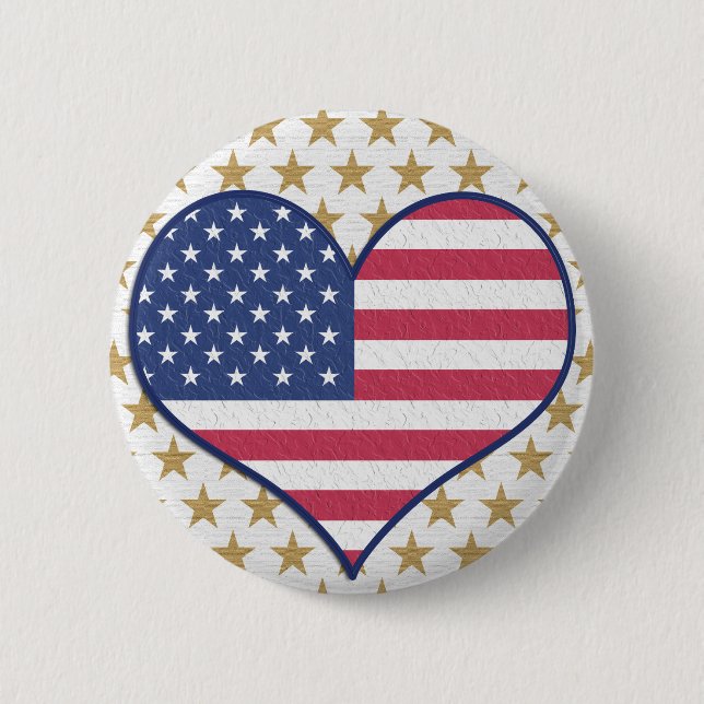 Niedliche USA Flag Heft Gold Stars Button Button (Vorderseite)
