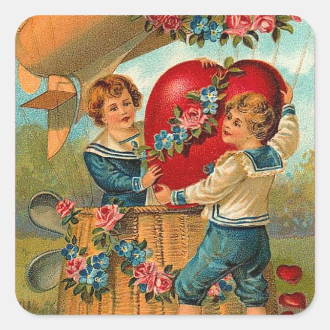 Niedliche Valentine-Aufkleber Quadratischer Aufkleber (Vorderseite)