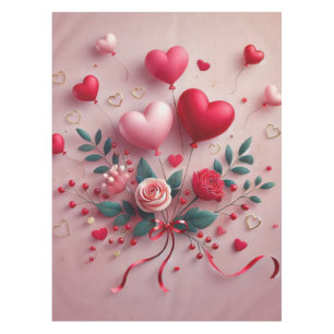 Niedliche Valentine-Ballons und Rose Tischdecke
