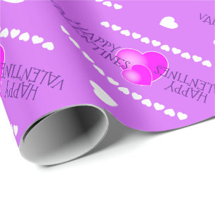 Niedliche Valentine Rosa und Weiße Herzen auf LILA Geschenkpapier