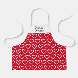 Niedliche Valentine Rotes weißes Herzmuster Name Schürze