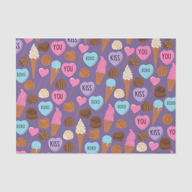 Niedliche Valentine-Süßigkeiten Gewebepapier Seidenpapier (Vorderseite)