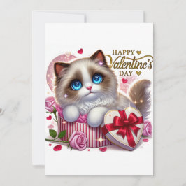 Niedliche Valentinerkatze Feiertagskarte