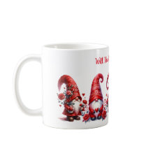 Niedliche Valentines Gnome mit Herz und Löwen Tass