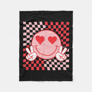 Niedliche Valentines Vibes lächeln Gesicht Valenti Fleecedecke