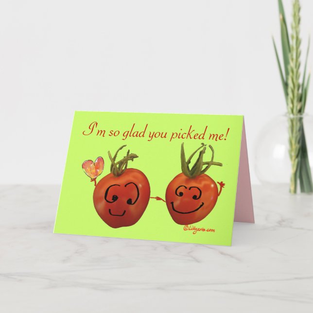 Niedliche Valentinkarte - Kirschtomaten Feiertagskarte (Vorderseite)