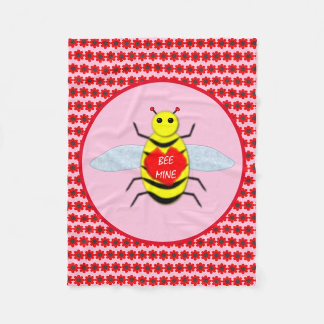 Niedliche Valentinstag-Biene Fleecedecke (Vorderseite)