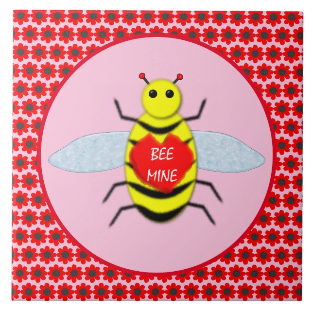 Niedliche Valentinstag-Biene Fliese (Vorderseite)
